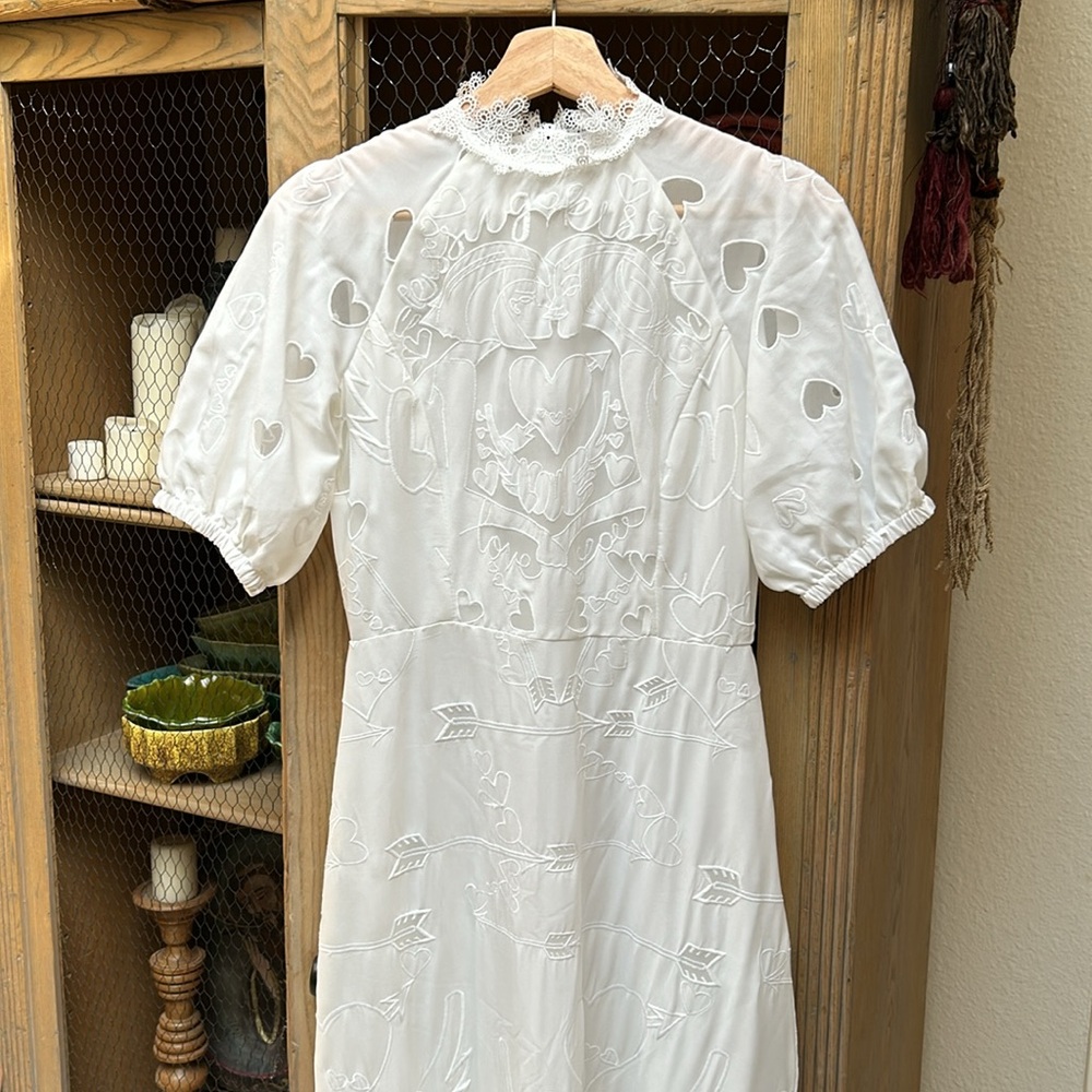 Sthela & Co White Embroidered Eyelet Lace Cut Out Short Sleeve Maxi Dress - Picture 2 of 14